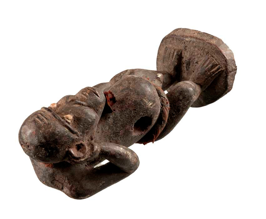 Statuette Bulu africaine en bois – Figure anthropomorphe à cavité ventrale
