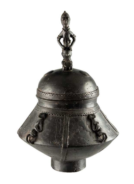 Pot à onguents Dogon en bronze – Récipient rituel du Mali