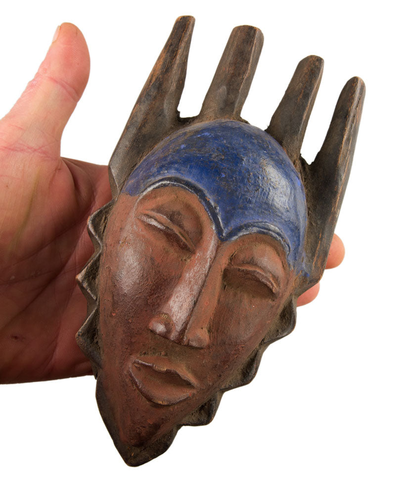 Masque passeport Gouro – Masquette africaine miniature en bois 19 cm