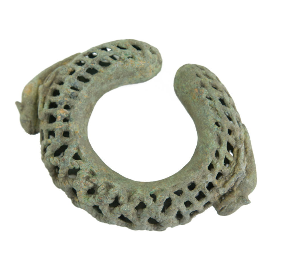 Bracelet Dogon zoomorphe en bronze – Ancienne monnaie, Mali