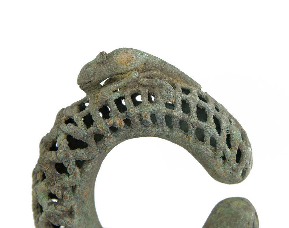 Bracelet Dogon zoomorphe en bronze – Ancienne monnaie, Mali