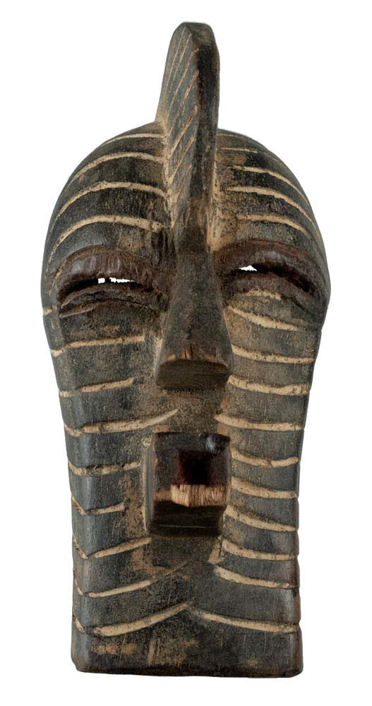 Masque passeport Kifwebe Songye – Masquette africaine miniature en bois 14,5 cm