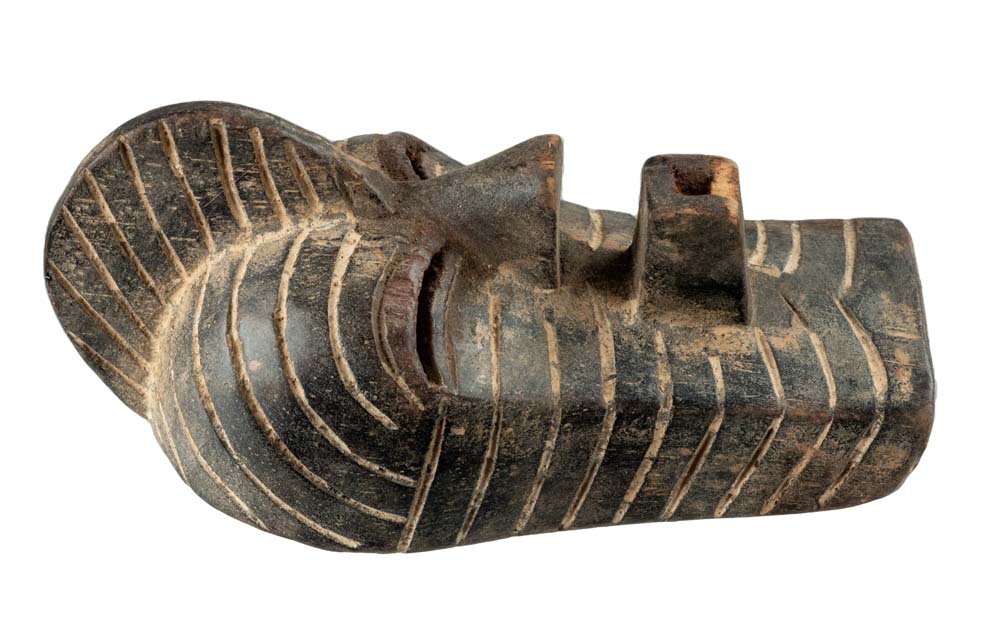 Masque passeport Kifwebe Songye – Masquette africaine miniature en bois 14,5 cm