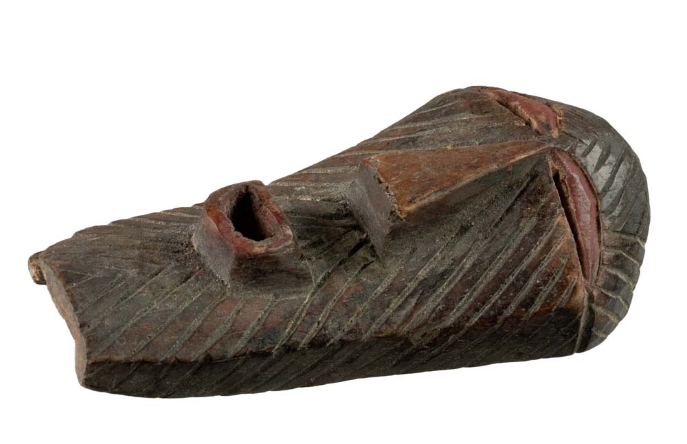 Masque passeport Kifwebe Songye – Masquette africaine miniature en bois 11,5 cm