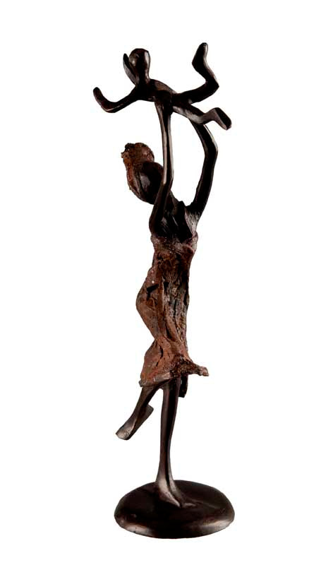 Statuette africaine de maternité en bronze – Burkina Faso