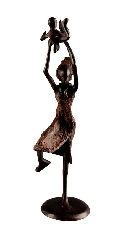 Statuette africaine de maternité en bronze – Burkina Faso
