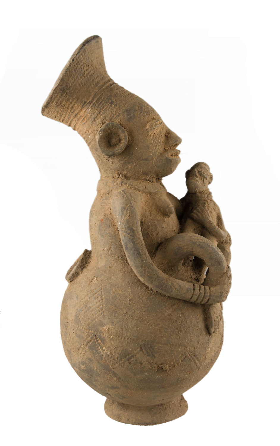 Jarre Mangbetu anthropomorphe en terre cuite – Maternité, RDC