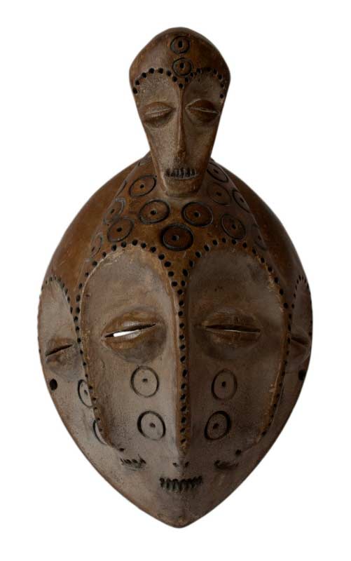 Masque africain Lukwakongo Lega – RDC, bois et pigments