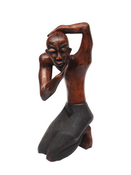 Statue africaine d'un danseur en bois – RDC 57 cm
