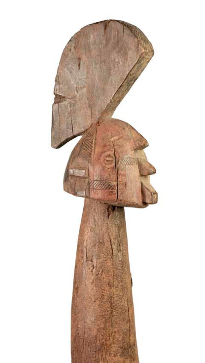 Statue africaine Eke – Poteau reliquaire en bois et métal 61 cm