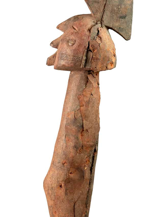 Statue africaine Eke – Poteau reliquaire en bois et métal 61 cm