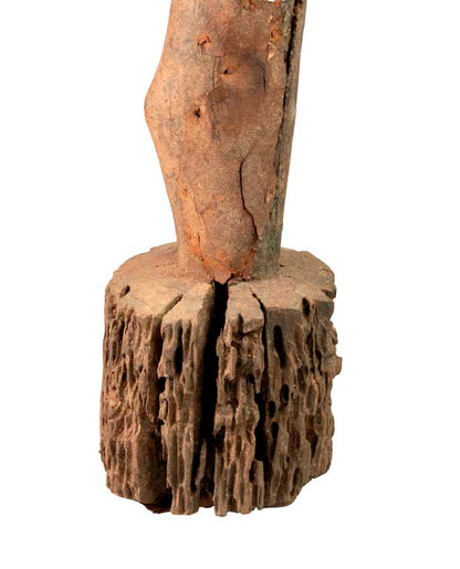 Statue africaine Eke – Poteau reliquaire en bois et métal 61 cm