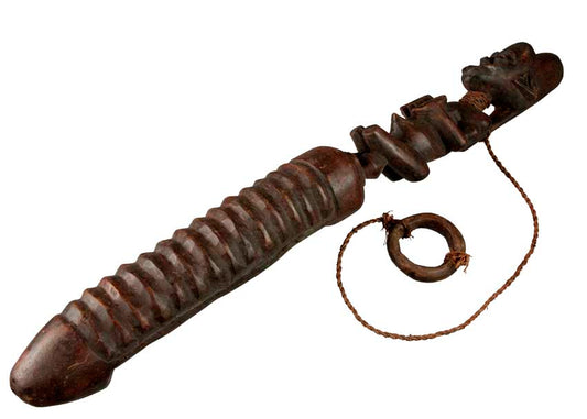 Guiro africain anthropomorphe en bois – Instrument de musique 52,7 cm