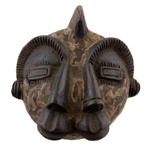 Masque passeport africain Janus en terre cuite – pièce unique