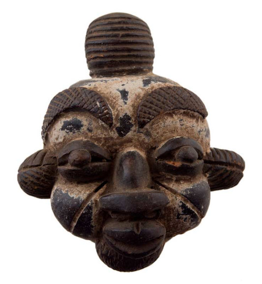 Masque passeport africain miniature en terre cuite – pièce unique