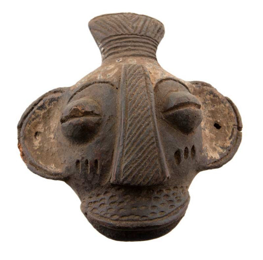Masque passeport africain miniature en terre cuite – pièce unique
