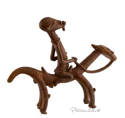 Cavalier Dogon sur son cheval en bronze – Mali