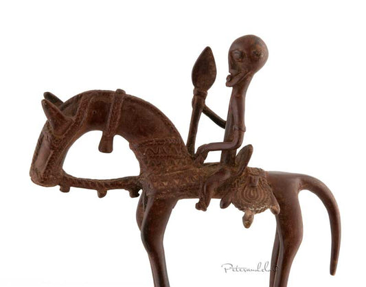 Cavalier Dogon en bronze – Statuette équestre, Mali