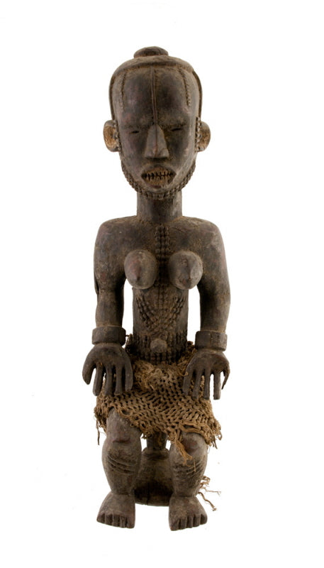 Statue Ébrié – Sculpture africaine en bois et pigments de Côte d’Ivoire
