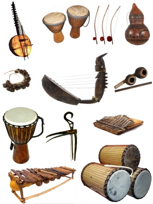 INSTRUMENTS DE MUSIQUE AFRICAINS - Harpe africaine - guiro